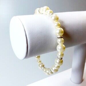 Synthetic Pearl Accent Stretch Bracelet